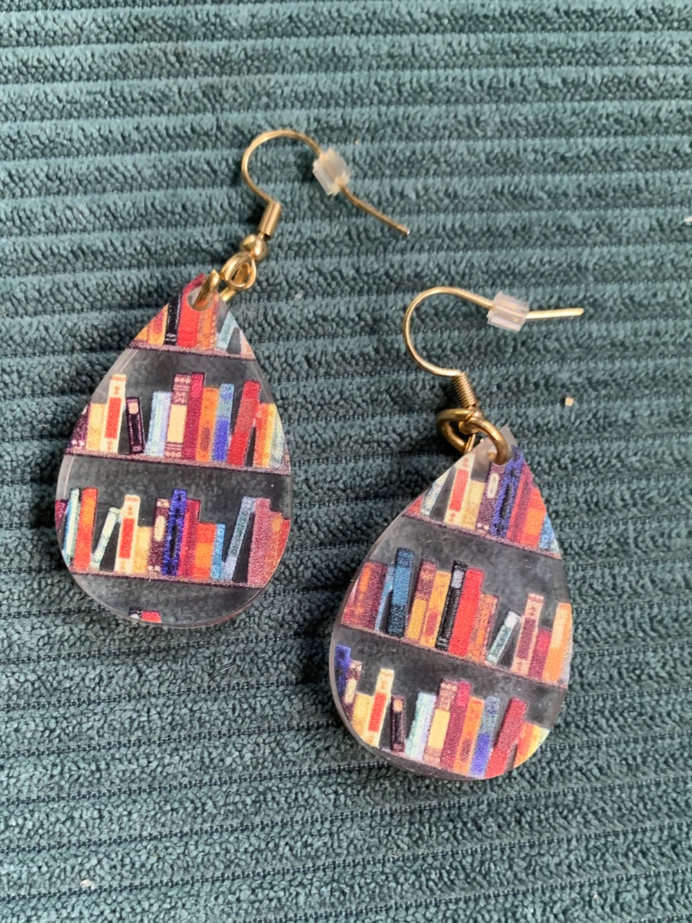 Colorful Bookshelf Teardrop Earrings - Multicolor
